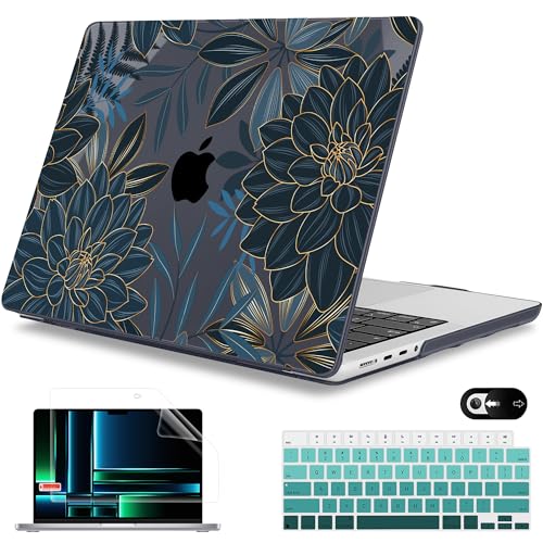 Mektron Case for 2026 M5 MacBook Pro 16 inch A3429 A3428 M4 A3403 A3186 M3 A2991 M2 A2780 M1 A2485 (2021-2025) Pro/Max with Liquid Retina XDR, Hard Shell Plastic Laptop Cover, Dahlia Flower C035