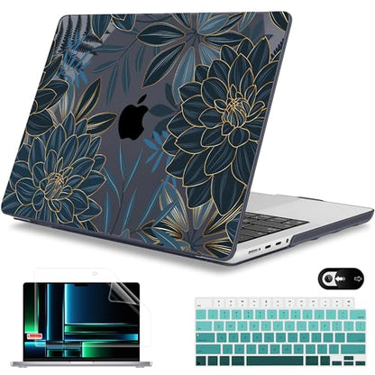 Mektron Case for 2026 M5 MacBook Pro 16 inch A3429 A3428 M4 A3403 A3186 M3 A2991 M2 A2780 M1 A2485 (2021-2025) Pro/Max with Liquid Retina XDR, Hard Shell Plastic Laptop Cover, Dahlia Flower C035