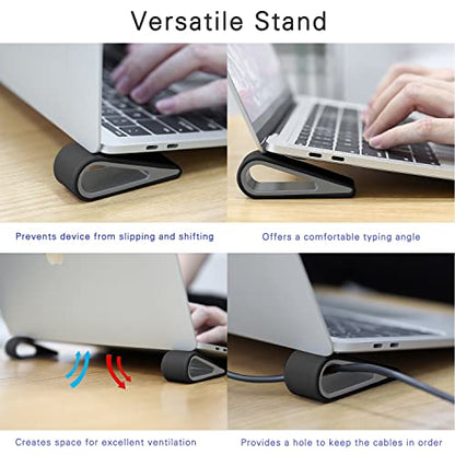 MoKo Laptop/Computer Keyboard Stands, [4 Pack] Tilting Wedge Riser, Black | Anti-Slip Silicone, Stable Kickstand, Ventilated, Portable Elevation Feet for Notebook Keyboard - color: Black