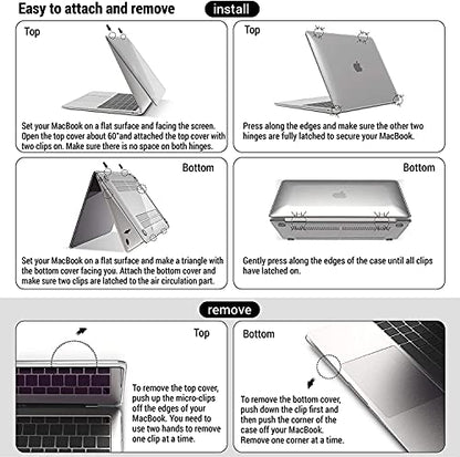 IBENZER Compatible with 2022 2021 2020 MacBook Air 13 inch case M1 A2337 A2179 A1932, Hard Shell Case&Keyboard Cover&Screen Film for Mac Air 13 with Touch ID, Black, AT13BK+2 - color: Black