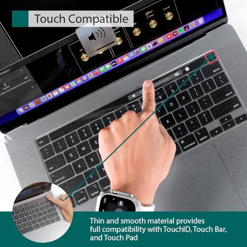 Kiss Cover Keyboard/Control Cover for Apple MacBook Pro 14" (2021~2025) [2 Pack] - Complete Coverage Protects Touch Controls and Touch ID Waterproof Easy Clean