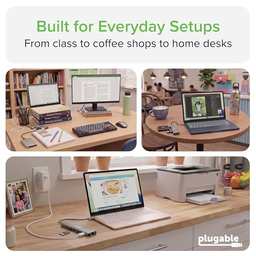 Plugable USB C Hub Multiport Adapter: 9-in-1 with 140W PD Charging, 4K 60Hz HDMI, 10Gbps Data Transfer, Gigabit Ethernet, SD for USBC, USB4, Thunderbolt MacBook, Windows, Chromebook (USBC-9IN1E)