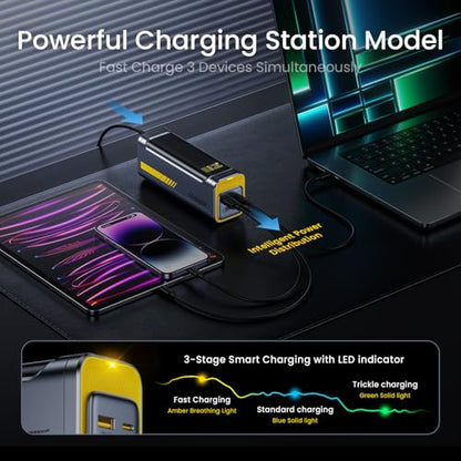 AOHI 140W PD3.1 Laptop Power Bank 40000mAh Fast Charging Station, The Future Starship 2 in 1 Camping Large Portable Charger for MacBook Pro/Air, iPad Pro, iPhone 16 Pro Max,Galaxy,Steam Deck, Grey