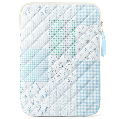 11.6 inch Cotton Quilted Laptop Sleeve for Women, Aesthetic Puffy Laptop Case Carrying Bag Compatible with MacBook Air/Pro 11.6, Soft Computer Liner Bag (Green Blue Pin, 11.6 inch) - color: Green Blue Pin, size: 11.6 inch