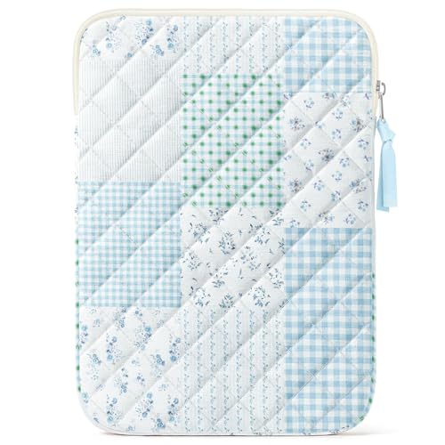 11.6 inch Cotton Quilted Laptop Sleeve for Women, Aesthetic Puffy Laptop Case Carrying Bag Compatible with MacBook Air/Pro 11.6, Soft Computer Liner Bag (Green Blue Pin, 11.6 inch) - color: Green Blue Pin, size: 11.6 inch
