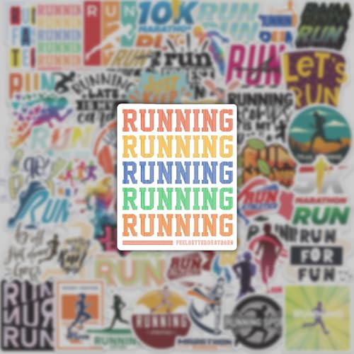 DETICKERS Running Stickers for Runners Athletes Water Bottles 50 PCS Waterproof Vinyl Sports Stickers Gifts - style: Running