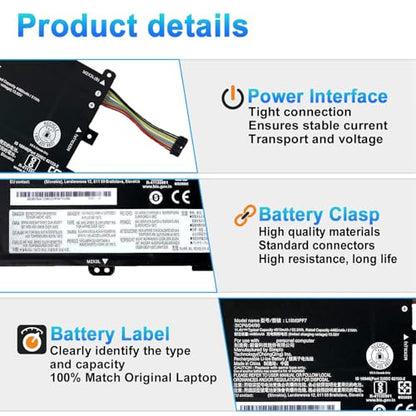 L18M3PF7 L18L3PF3 Battery for Lenovo ideapad S340-14IML/14API/14IIL/14IWL ideapad S340-15IWL/15API/15IIL Flex15IWL C340-15IWL/15IIL Series L18L3PF2 L18M3PF6 L18C3PF7 52.5Wh - size: 9.84*2.95*0.39inch L18M3PF7