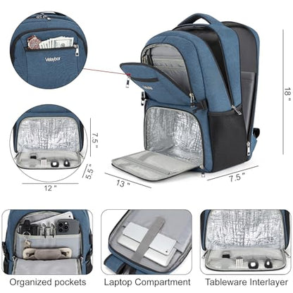 Insulated Lunch Backpack Fit 17" Laptop with Cooler Compartment | 2 In 1 Work Backpack with Lunch Box, Lunch Compartment, Water-Resistant, Lightweight, College Couputer Bag, Men & Women - color: Blue