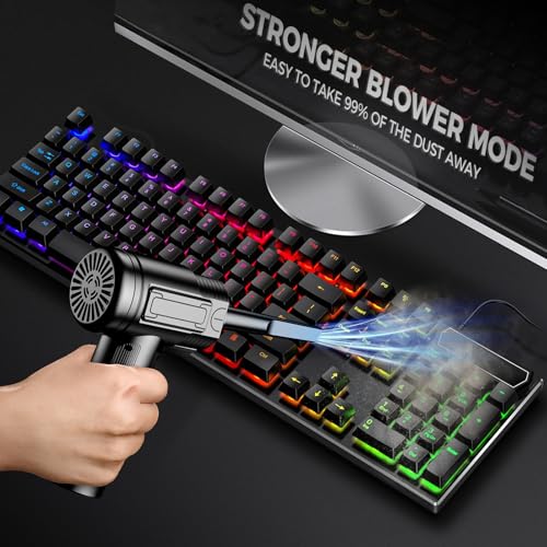 Rechargeable Electric Air Duster with Multiple Nozzle Attachments and Cleaning Brushes, USB Charging, for Keyboards and Electronics