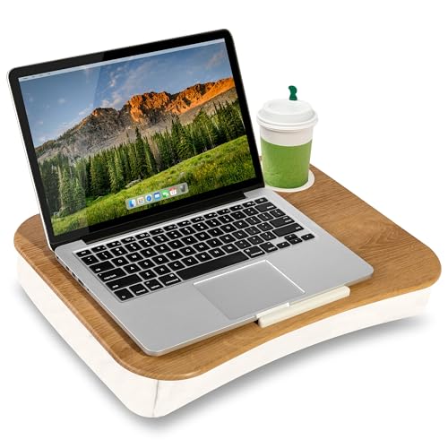 LAPGEAR Cup Holder Lap Desk - White Oak Woodgrain, Fits 14” Laptops - color: White Oak Woodgrain