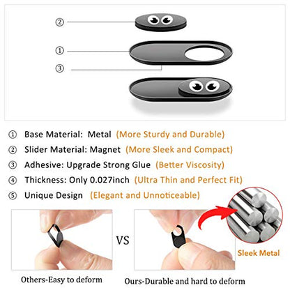 Eye Metal Webcam Cover Slider Ultra Thin - Web Camera Cover Fits for Laptop, Desktop, Pc, Macboook Pro, iMac, Mac Mini, Computer, Smartphone, Protect Your Privacy Security (3Pack Metal)… - color: 3 Pack Metal Eye