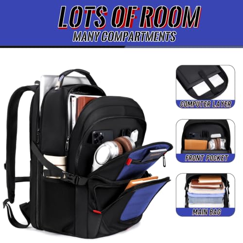 55L Gaming Laptop Backpack, Fits 18.4-19" Laptop, Blue | 180° TSA-Friendly Carry On Design with Padded Laptop Compartment, Water-Resistant, Adjustable Strap, Handle for Men Women - color: Blue, size: 18.4 Inch（21.6"x15.4"x9.8"）