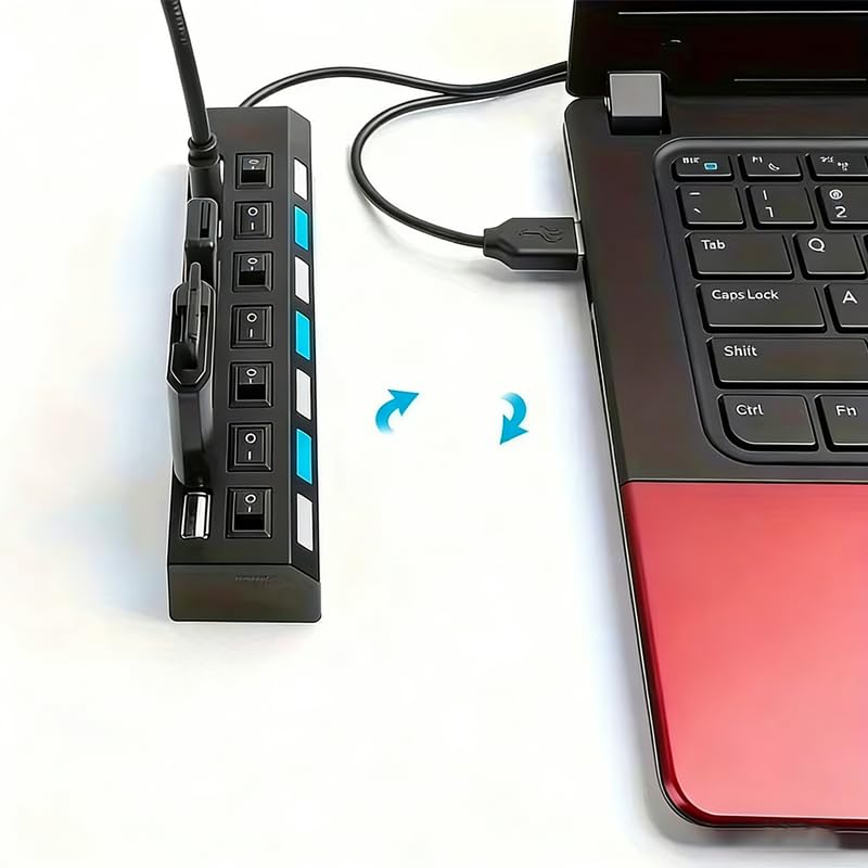 1pc High-Speed USB 2.0 Hub with Independent Switch, USB Hub, Laptop Power Adapter, Compatible with Laptop