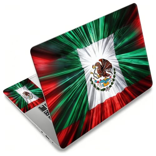Laptop Skin Sticker Decal, Universal Reusable Vinyl Laptop Cover for 12" 13" 13.3" 14" 15" 15.4" 15.6" Notebook PC, Waterproof Scratch-Resistant with 2 Wrist Pads, Easy to Apply & Remove,Mexico Flag - color: Mexico Flag