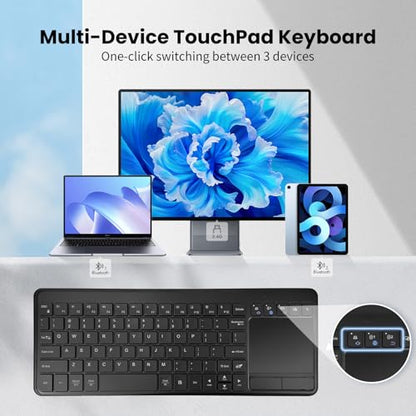 INFINMIND Wireless Bluetooth Touchpad Keyboard with 3-Device(1*USB,2*BT) Portable Computer Keyboard for Laptop,Tablet,Mac,Windows,Android,Chrome OS