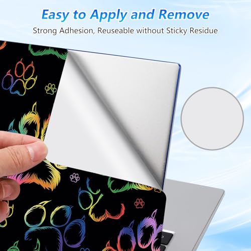 Universal Laptop Skin Sticker Decal with 2 Wrist Pad Skins, Waterproof Scratch Vinyl Cover for 11–15.6 Inch MacBook, HP, Dell, Lenovo, Cutable & Reusable,Rainbow Paw Print - color: Rainbow Paw Print
