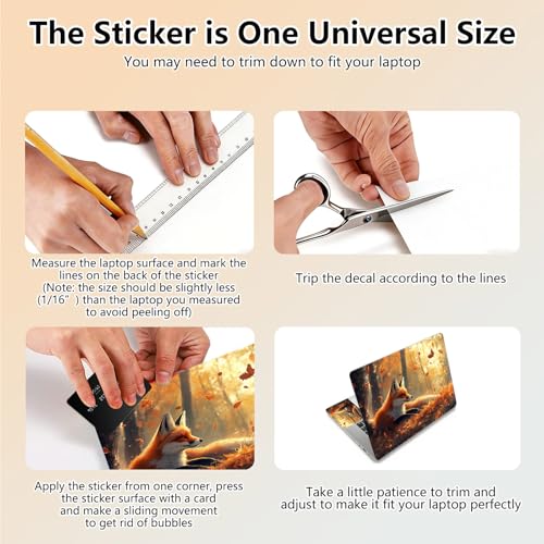 Laptop Skin Sticker Decal 15.6 Inch,12 13 13.3 14 15 15.6 in Laptop Netbook Skins for Notebook,Art Decal Removable Waterproof Scratch Resistant,Universal Vinyl Cover,Cute Fox Forest - color: Cute Fox Forest