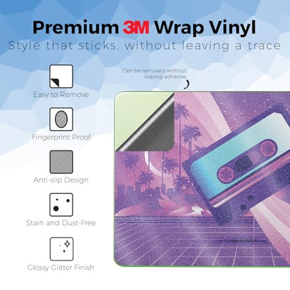 Glossy Glitter Laptop Skin Compatible with Apple MacBook Neo - 80s Cassette - Premium 3M Vinyl Protective Wrap Decal Cover - Easy to Apply | Crafted in the USA by MightySkins - color: 80s Cassette, size: MacBook Neo Full Cover Skin, style: Glossy Glitter