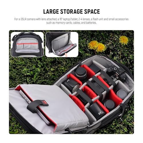 Neewer 2 in 1 Camera Roller Bag with Detachable Shockproof Dividers Retractable Handle Waistband Rain Cover Water Resistant Robust Carry On Backpack for Camera Tripod Flash Lens Laptop, Black, PB027 - style: Pb027