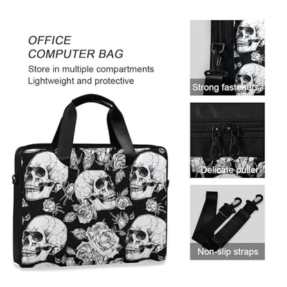 MNSRUU Laptop Bag for 15.6 inch Black Gothic Bats - color: Skull A10809