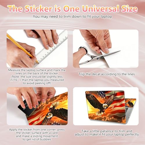 Laptop Skin Sticker Decal 12" 13" 13.3" 14" 15" 15.6",Waterproof Scratch Resistant Vinyl,Reusable Easy to Apply,for MacBook HP Dell Notebooks Netbooks Laptop,2 Wrist Pads,Flag Eagle Dusk - color: Flag Eagle Dusk