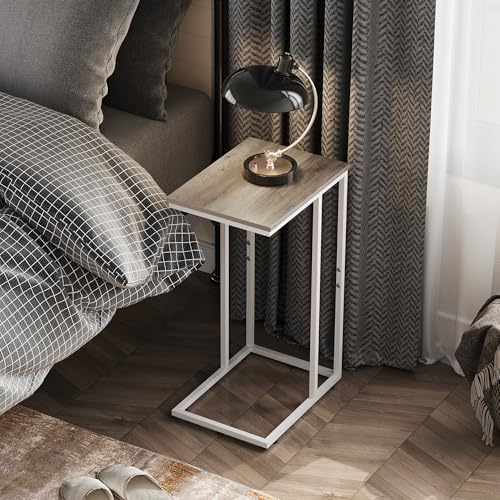 WLIVE Side Table, C Shaped End Table for Couch, Sofa and Bed, Large Desktop C Table for Living Room, Bedroom, Bedside, Creamy Greige - color: Greige