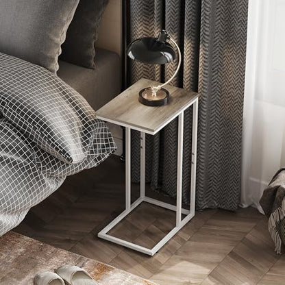 WLIVE Side Table, C Shaped End Table for Couch, Sofa and Bed, Large Desktop C Table for Living Room, Bedroom, Bedside, Creamy Greige - color: Greige