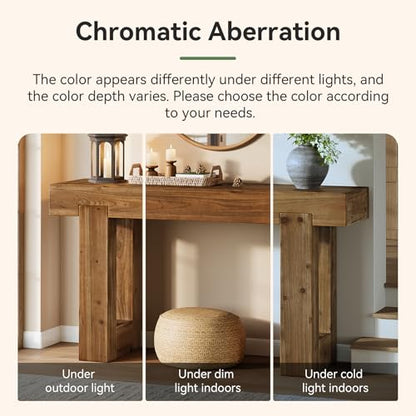Tribesigns 55-Inch Long Console Table, Solid Wood Rectangular Sofa Table Behind The Couch, Farmhouse Entryway Table for Entrance, Hallway, Living Room (Solid Wood, Warm Brown) - color: Warm Brown(55", Fir Wood)