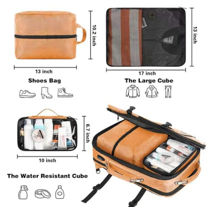 VECKUSON 50L Carry-On Backpack, TSA Approved for Flights, Extra Large Gaming & Travel Laptop Bag, 3 Packing Cubes, RFID Anti-Theft, Heavy Duty Weekender for Men & Women - color: Orange