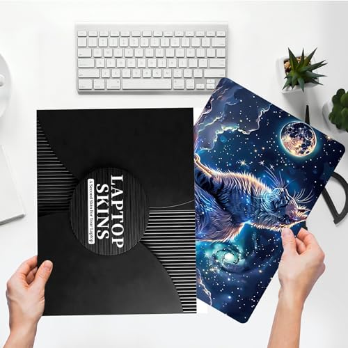 Universal Laptop Skin Sticker with 2 Wrist Pad Skins, Waterproof Scratch Resistant Vinyl Laptop Cover Decal, Cut to Fit for 11–15.6 Inch MacBook HP Dell Lenovo, Cat Universe - color: Cat Universe