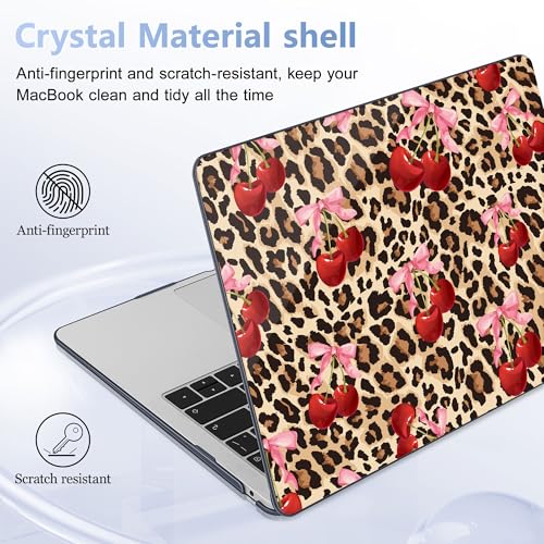 May Chen Compatible with MacBook Air 13 inch Case 2022 2021, 2020-2018 Release Model: M1 A2337 A2179 A1932, Plastic Hard Shell Case Cover for Mabook Air 13 inch with Retina Dispaly, Cherry and cheetah - color: Cherry and cheetah