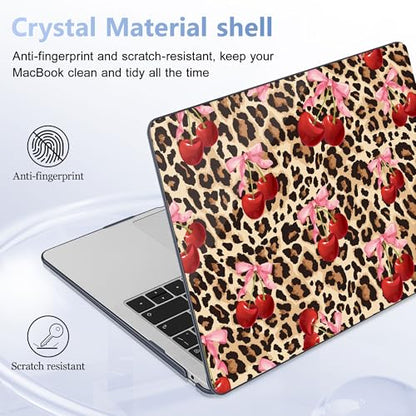 May Chen Compatible with MacBook Air 13 inch Case 2022 2021, 2020-2018 Release Model: M1 A2337 A2179 A1932, Plastic Hard Shell Case Cover for Mabook Air 13 inch with Retina Dispaly, Cherry and cheetah - color: Cherry and cheetah