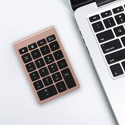 Sanpyl 22 Keys Numeric Keypad, Bluetooth Mini Keyboard, Financial Accounting Number Pad, for Laptop Desktop, PC(Rose Gold) - color: Rose gold
