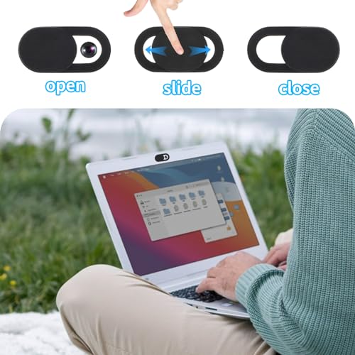 Amabro 8PCS Webcam Cover Slide, Thin Phone Camera Cover Laptop Computer Camera Cover Slide Blocker Slider Lens Cover Protector Protect Privacy Security Fits Desktop PC Tablet Pad(Black) - color: Black