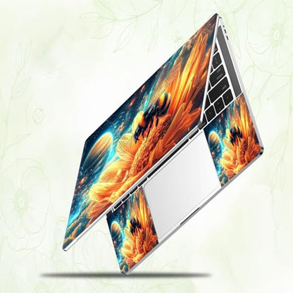 Laptop Skin Sticker Decal, Universal Reusable Vinyl Laptop Cover for 12" 13" 13.3" 14" 15" 15.4" 15.6" Notebook PC, Reusable Waterproof Scratch-Resistant with 2 Wrist Pads,Bee Outer Space - color: Bee Outer Space