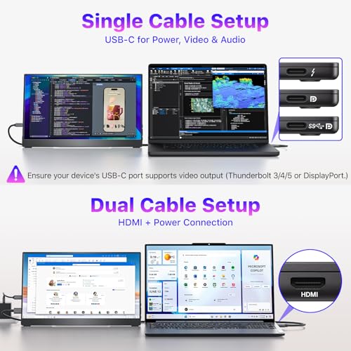 VisionOwl Portable Monitor for Laptop, IPS USB-C HDMI Travel Second Monitor for MacBook Pro Air, PC, PS5, Xbox, Portable Second Screen, Built-in Kickstand, Speakers, VESA Mountable, 15.6 Inch - size: 15.6 inch