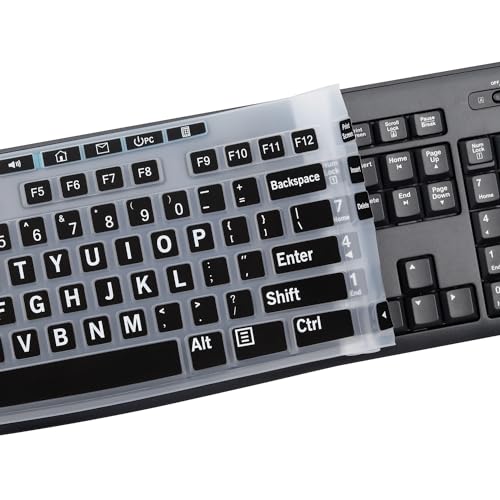 Large Print Keyboard Cover for K270 Wireless Keyboard, Logitech MK295 MK275 MK270 Wireless Keyboard Cover, Logitech K200 K260 K270 MK200 MK260 K270 K275 K295 Keyboard Cover Skin Protector -Black - color: BK