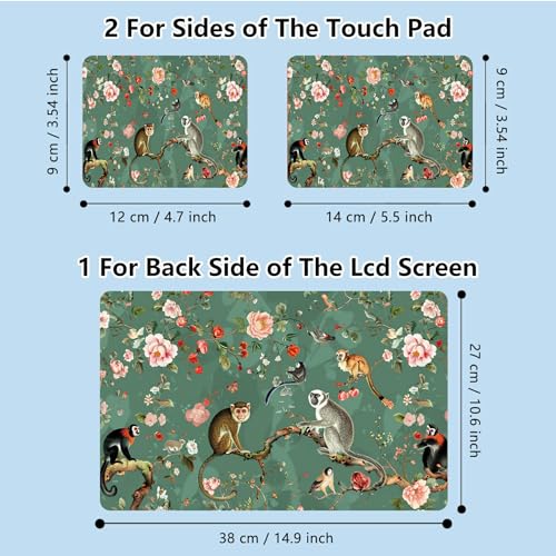 Universal Laptop Skin Sticker with 2 Wrist Pad Skins, Waterproof Scratch Resistant Vinyl Laptop Cover Decal, Cut to Fit for 11–15.6 Inch MacBook HP Dell Lenovo, Flowers Birds - color: Flowers Birds