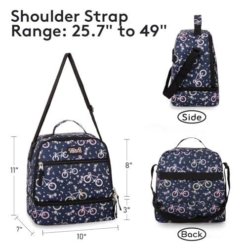Tilami Rolling Backpack for Kids 19 inch with Lunch Bag Wheeled Laptop Backpack,Bicycle - color: Bicycle