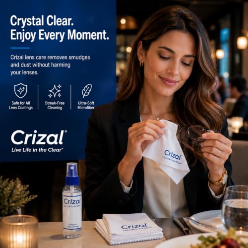 Crizal® Eyeglass Cleaner Spray – 2 Pack | Designed & Tested by Crizal® | Safe for Advanced AR & Anti-Reflective Lens Coatings | Premium Lens Care - color: 2 Spray's