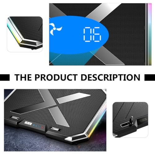 GANAZONO Gaming Laptop Cooling Pad with RGB LED Fan, Touch Control, Alloy Material, 7-Angle Adjustable Stand, Large Quiet Fan for Enhanced Cooling Effect
