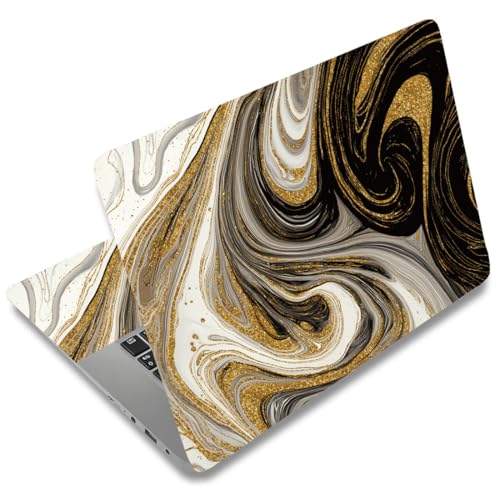 SUPERDANT Laptop Skin Sticker Golden Marble Laptop Decals Personalized Universal Notebook Computer Wrap Vinyl Skin Stickers Cover Art Decal Removable 12-15.6 Inch Waterproof Scratch-Resistant Gifts - style: Golden Marble