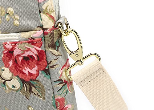 Grey Rose Pattern Waterproof Laptop Shoulder Messenger Bag Case With Rebound Bubble Protection for MacBook Pro 16 inch,LG Gram 16 inch and 15 inch-15.6 inch laptop - color: ‎‎grey Rose(cushioned)