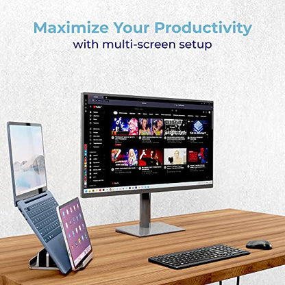 Adjustable Laptop Stand, 5 Slots, Aluminum Space-Saving, for Apple MacBook/Surface/Galaxy/Tablet/iPad/iPhone, Silver - color: Silver