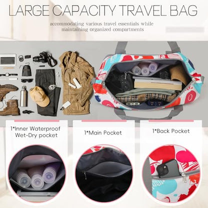VOOWO Rolling Duffel Bag with Wheels - Foldable Expandable Duffle Bag with Wheels for Travel, Rolling Luggage Bag Wheeled Carry On Bag, Large Rolling Backpack Weekend Bags for Men Women (Love) - color: Love