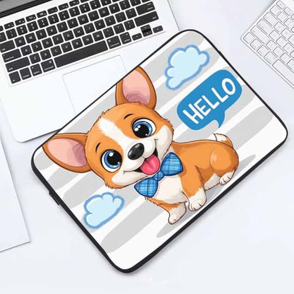 Laptop Sleeve Bag 15.4 15.6 Inch,Cute Cartoon Dog Corgi Protective Polyester Computer Cases Laptop Cover Briefcase Bag Tablet Travel Cover - color: LPS-026