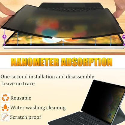 Privacy Screen for Surface Pro 12.3 Inch (7/6/5/4) | Ultra-Thin Edge Adhesive, Touch & Pen Compatible, Anti-Glare, Bubble-Free - size: Surface Pro 12.3'' (4/5/6/7)