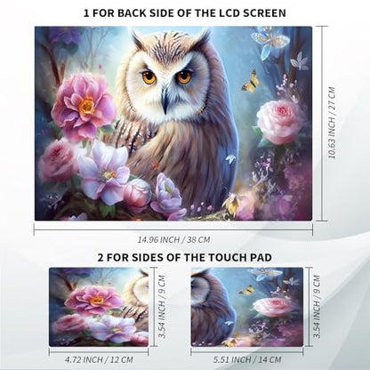 Universal Laptop Skin, DIY Cut-to-Fit Vinyl Cover Compatible with HP, Dell, Lenovo, Mac (13.3" to 15.6"), Anti-Scratch, No Residue & Bubble-Free Protective Decal Sticker, Floral Owl Fantasy - color: Floral Owl Fantasy