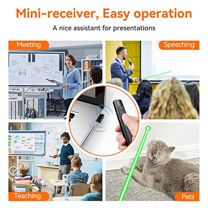 Wireless Presentation Clicker PowerPoint Presenter Remote: Rechargeable Green Laser Pointer Clickers for Computer/Mac/PPT/Slideshow/Google Slide Advancer - style: Green Laser Pointer