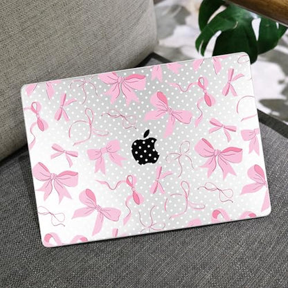 MEEgoodo Case for MacBook Pro 16 inch 2026 2024 2023 2021,Laptop Shell Compatible with M5 M4 M3 M2 M1 Pro/Max Chip,Fit Model A3429/A3428/A3403/A3186/A2991/A2780/A2485,White Polka Dots&Cute Bows - color: White Polka Dots&Cute Bows